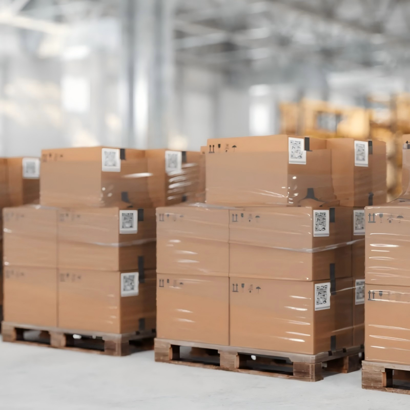 Corrugated cardboard boxes on the pallet